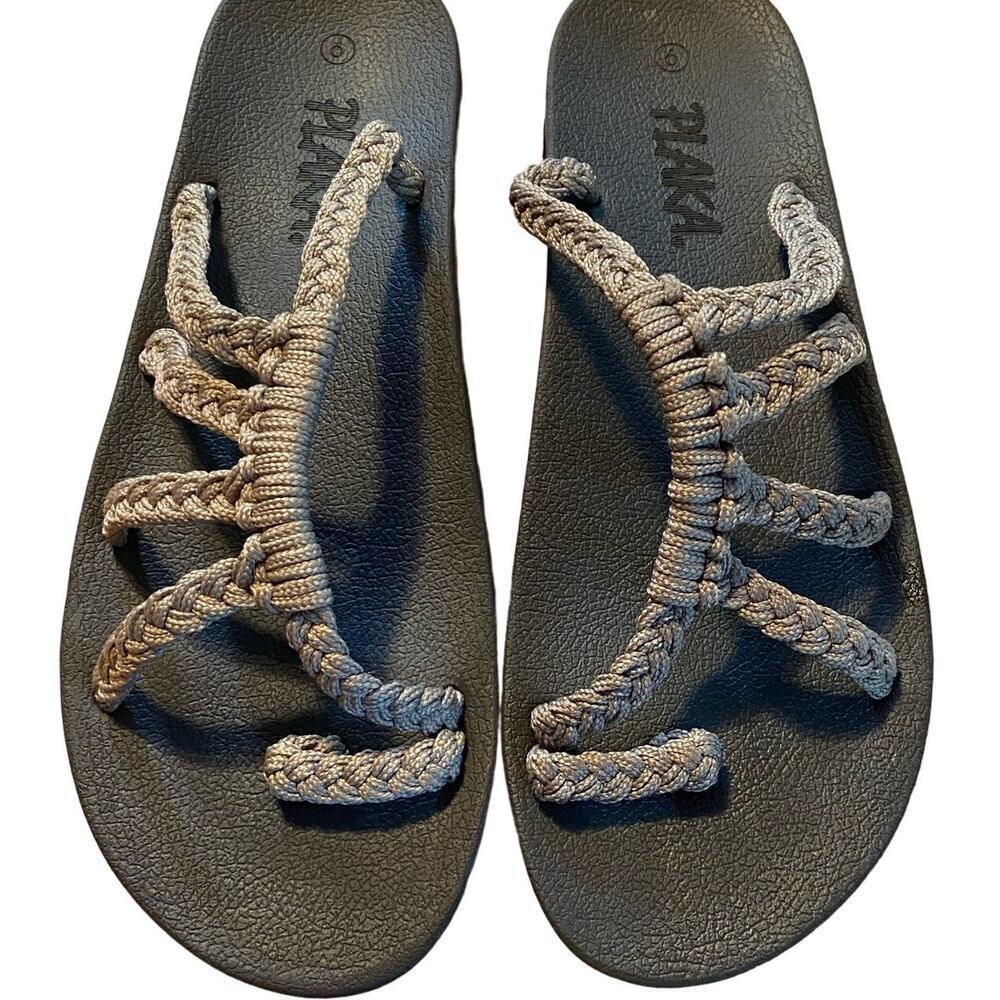 PLAKA Women’s Braided Arch Sandals, Tan color, Size 9, Pre-Owned
